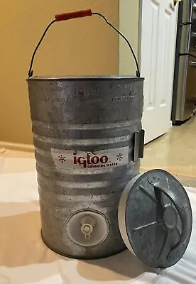 Vintage Galvanized IGLOO Metal 3 Gallon Cooler Water Dispenser Jug Houston Texas • $27.99