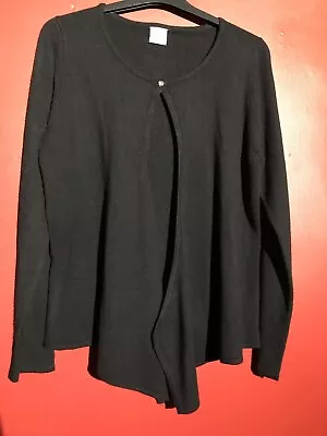 £5.99 • Buy Xe Black Cardigan With Diamante Button , Size L, Shaped Crossover Front, Xmas