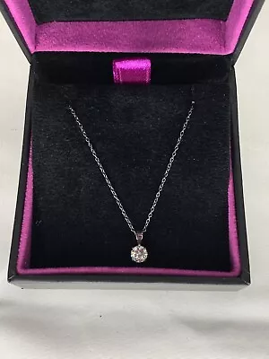 H. Samuel Sterling Silver 925 Cubic Zirconia Pendant Necklace Boxed • £7