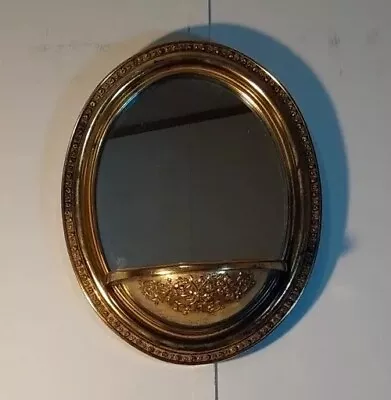 Vintage Home Interior Wall Mirrored Floral Planter Gold Tone  14 3/4 X12   • $29.99