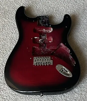 Fender (Starcaster) Stratocaster Crimson Red Burst Flame Top Body Full Thickness • $269.99