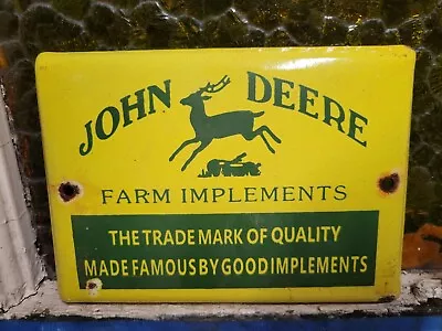 Vintage John Deere Porcelain Sign Farm Implements Tractor Dealer Sales Service • $149.77