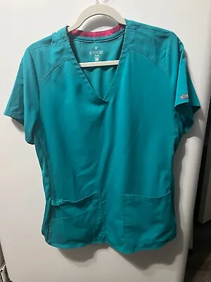 Med Couture Touch V-Neck Teal Scrub Top Size Large | 7459 • $14.77