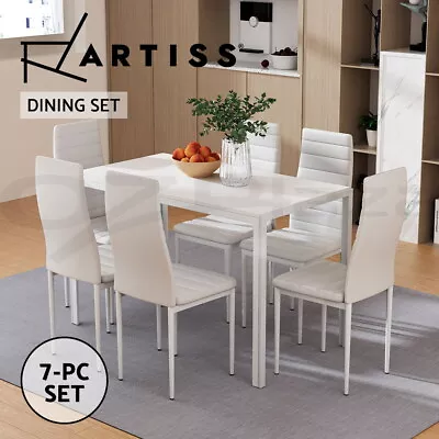 $319.95 • Buy Artiss Dining Chairs And Table Dining Set 6 Chair Set Of 7 Wooden Top White