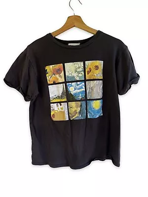 French Pastry Vincent Van Gogh Graphics Dark Gray Cotton T-Shirt - Women's Sz L • $11