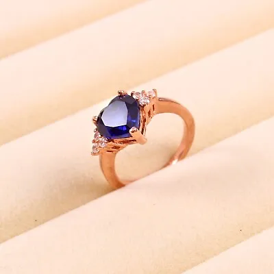 Blue Sapphire Ring September Birthstone 925 Sterling Silver Lab Created Sapphire • $90