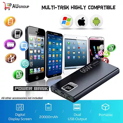 MOBILE PHONE POWER BANK 20000mAH FAST CHARGER SMARTPHONE ANDROID IPHONE BACKUP • $32.90