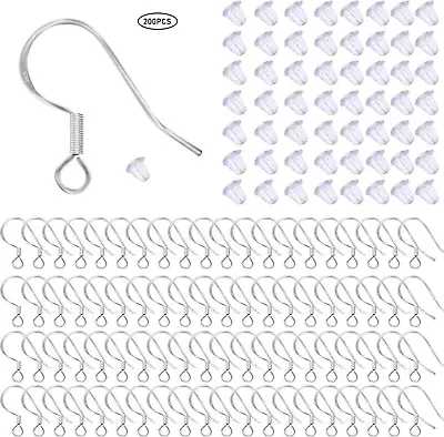 100 Pcs / 50 Pairs 925 Sterling Silver Earring Hooks Hook Ear Wires With 100 Pc • $7