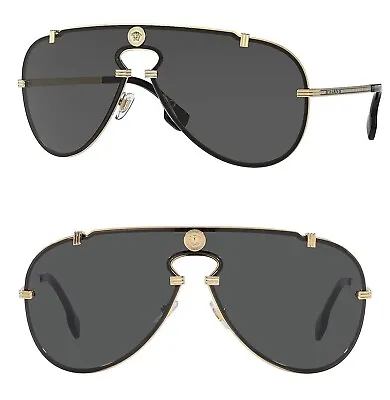 VERSACE MESMERIZE Pilot Medusa 2243 Gold Black VE2243 Aviator Classic Sunglasses • $188.30