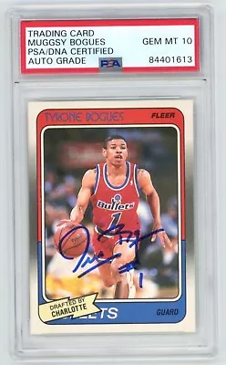 MUGGSY BOGUES Signed 1988 Fleer Rookie Basketball CARD #13  PSA Auto 10 • $75