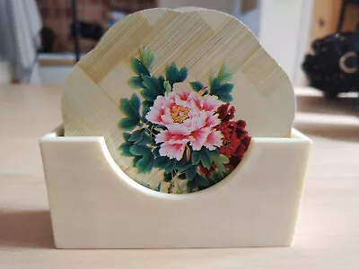 Six Melamine Floral Coasters Vintage Retro Design. In Plastic Holder 9.5 Cm • £12