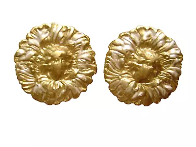 Vintage  Round Sunflower  Gold And Silver Tone Leaf Resin Post Pierced Earrings • $5.99