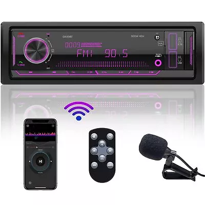 Single Din Car Stereo Receiver: Bluetooth Car Radio System - Marine Audio Wit... • $40.59