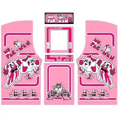 Fits Ms Pac Man Arcade 6 Pc Set Side Art Cpo Marquee In Custom PINK • $229