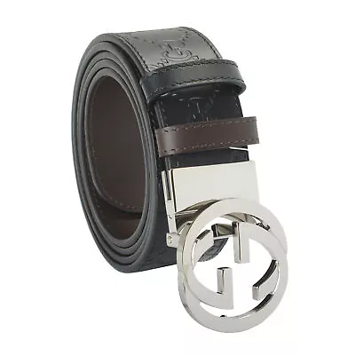 Gucci 100% Leather Double G Buckle Reversible Guccisima Belt US 32 IT 80 • $349.99