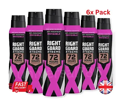 £14.99 • Buy 6 X Right Guard Womens Deodorant Xtreme Invisible Anti-Perspirant Spray X 6🚚✅📦