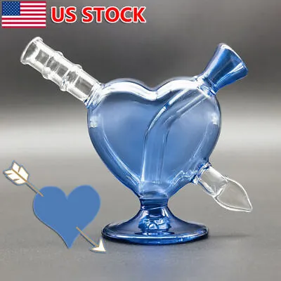 Mini Smoking Hookah Blue Heart And Arrow Bubbler Glass Water Pipe Bong Beaker • $9.99
