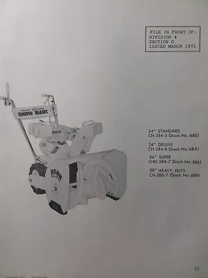 Hahn Eclipse Snow Giant Walk-Behind Snow Thrower Parts Manual CH-584-5 CH-588-7 • $34.99