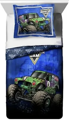 MONSTER JAM 2-PC TWIN/FULL Reversible COMFORTER & Pillow SHAM SET Jay Franco NEW • $32.99