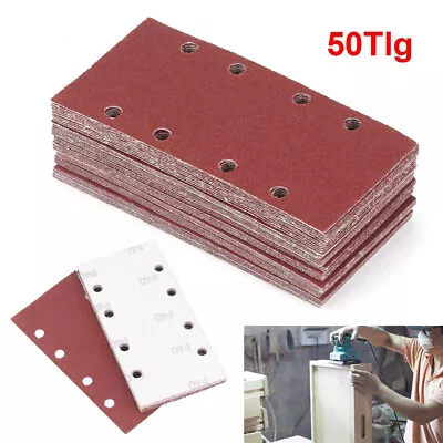 Sand Paper Sanding Sheet Hook & Loop 93mm X 185mm 8 Hole P40 P60 P80 P100 P120 • £11.90