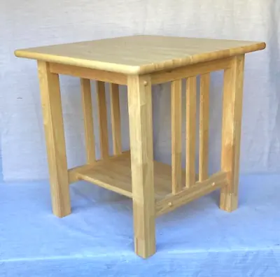 Vintage Arts And Crafts Mission Style Solid Wood Square End Side Table - Nice! • $119.99