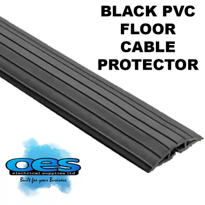 GREENBROOK BLACK PVC RUBBER CABLE PROTECTOR COVER TIDY FLOOR TRUNKING 64 X 11MM • £8.90