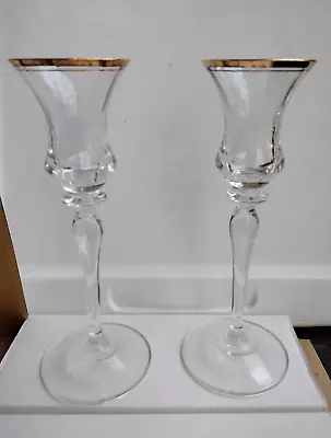 Mikasa Crystal Candlesticks Jamestown Pattern Gold Trim • $14.98