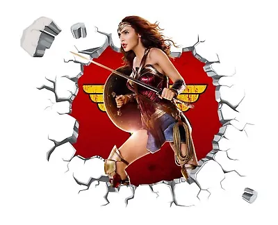 Wonder Woman Wall Decal 3D Art Stickers Vinyl Room Bedroom Mural Kids Nursery • £8.99