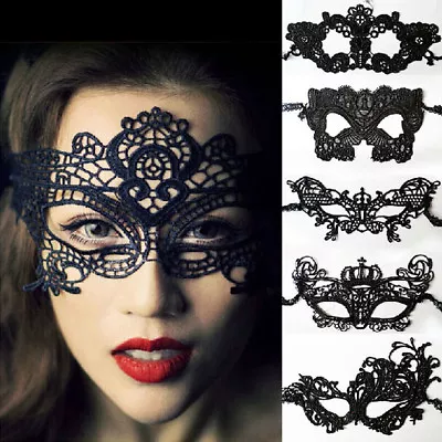 Carnival Masquerade Mask Women Lace Halloween Sexy Fancy Dress Costume Black • $5.95