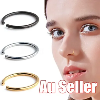 $1.95 • Buy 1Pc Nose Lip Ear Ring Hoop Rings Surgical Bend Body Piercing Earring Jewellery