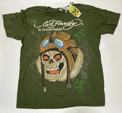 Authentic New Vintage Men's Ed Hardy T-shirt Kamikaze Forest Green XL • $36.95