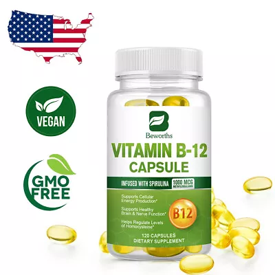 Vitamin B12 Capsules Normal Energy Production & MetabolismImmune System Support • $13.88