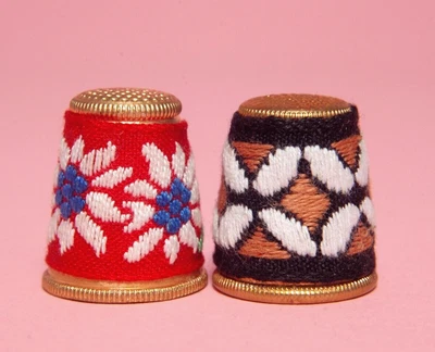 £4.99 • Buy Austrian Embroidery  Set Of 2  Small Thimbles B/172