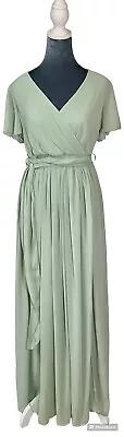 Baltic Born Maxi Dress Gown Sz Small Sage Green Chiffon Bump Friendly New NWT • £33.78