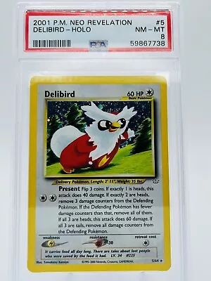 $29.99 • Buy Pokemon Delibird 5/64 Neo Revelation Holo Rare PSA 8 CGC Pokémon