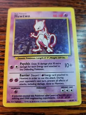 Mewtwo Base Set Holographic 10/102 Pokemon Card MP-PL • $10.99