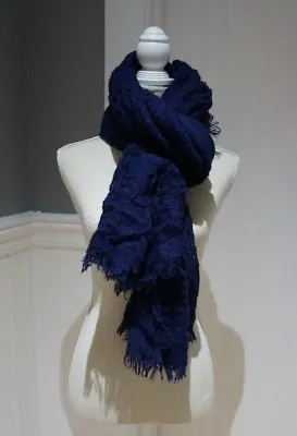 NWT Merona Womens Knit Wrap Large Scarf Blue Acrylic Fringe 60”x30” • $9.99