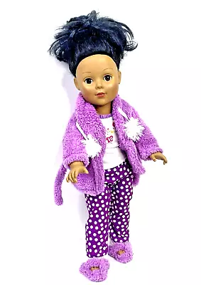 2009 Madame Alexander Doll 18” Brunette Brown Eyes Medium Skin Tone Purple PJs • $29.95