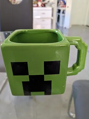 Original MINECRAFT Creeper Face Coffee Tea Mug Cup Ceramic Black Green 8oz • $14.99