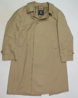 Vintage Burberrys Overcoat Mens 38S Beige Khaki Button-Up Long Sleeve Classic • $75.97