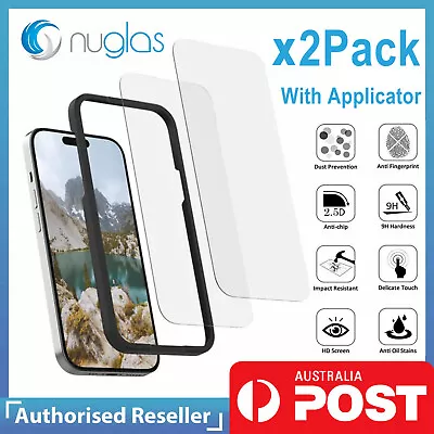 2x Screen Protector Nuglas Tempered Glass For IPhone 14 13 12 11 With Applicator • $9.95