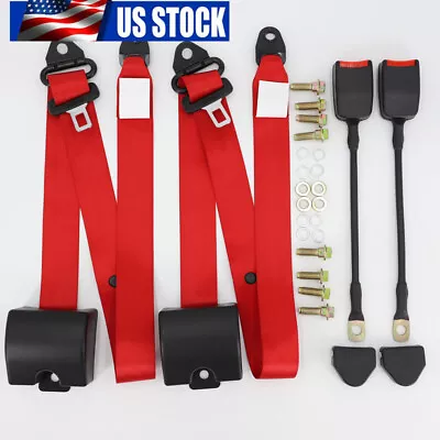 2 Sets  Cars 3 Point Harness Replace Adjustable Seat Belt Lap Strap Red  • $49.99