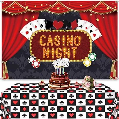 Casino Theme Party Decorations Include Casino Backdrop And Poker Tablecloth G... • $20.62