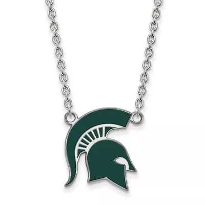 Sterling Silver LogoArt Michigan State University Spartan Enameled 18  Necklace • $121.50