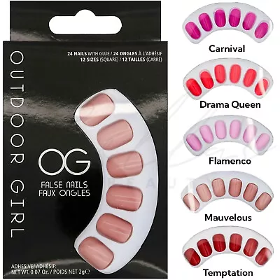 W7 Outdoor Girl 24 False Nails Round Fake Nail Set With Glue *CHOOSE SHADE* • £3.49