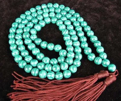 Tibet Buddhist 8mm Green Malachite 108 Prayer Beads Mala Necklace AAAA • $7.98