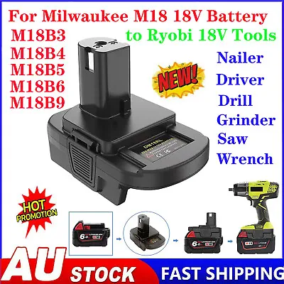 $23.98 • Buy NEW Adapter For Milwaukee M18 18V Battery Converter To RYOBI 18V One+ Tools