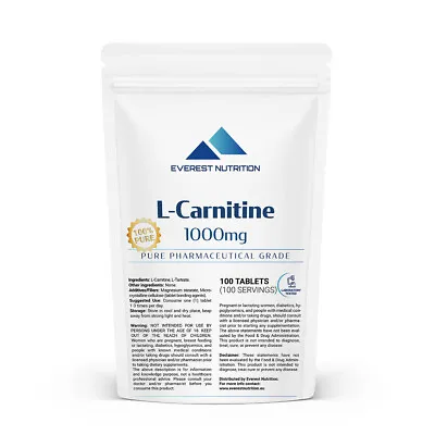 L-Carnitine Carnitine Tablets  1000mg Fatburner Antioxidant Metabolism Immunity • $41.79