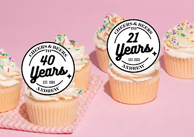 20 X Edible Mens Birthday Cupcake Toppers Uncut- 18th 21st30th40th50th60th • £3.40