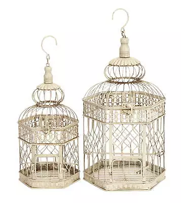 Cream Vintage Metal Birdcage With Crisscross Vertical Bars • $38